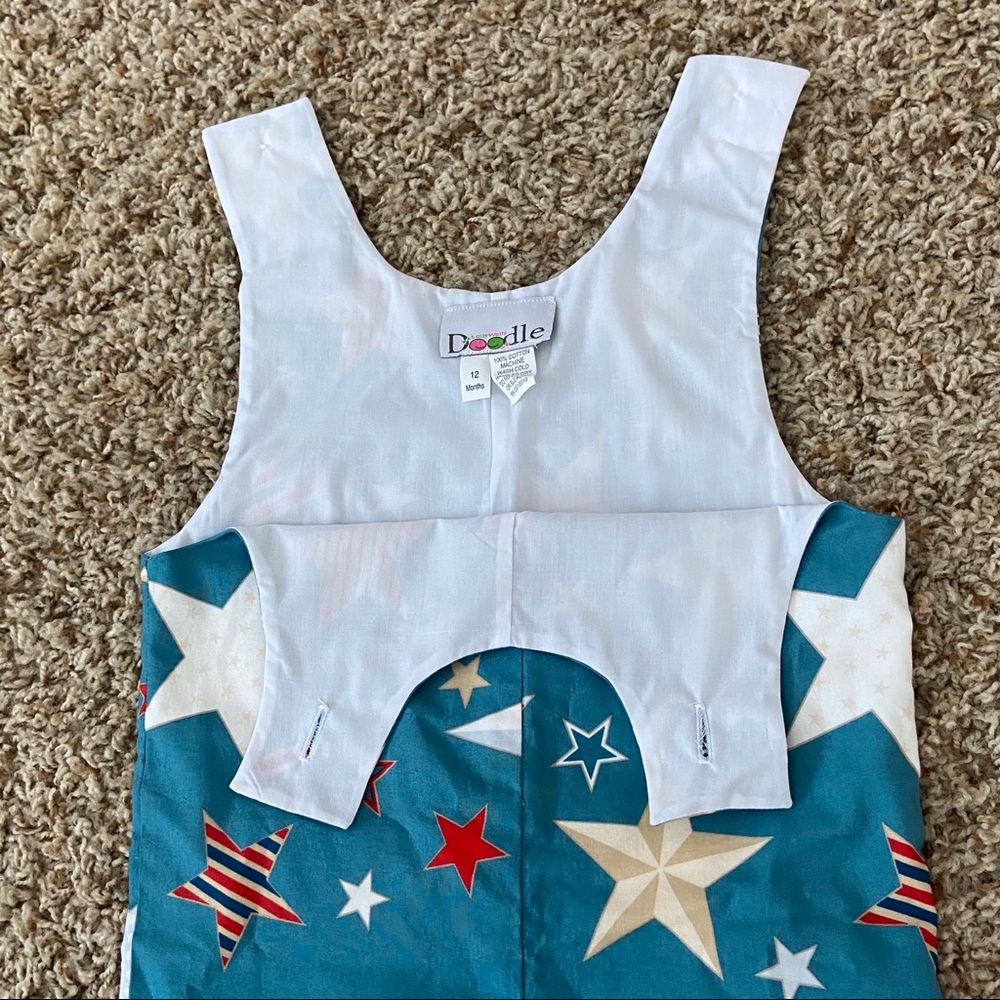 Lolly Dolly Doodle 12 Months USA Patriotic Romper July 4th Outfit Overalls - Picture 9 of 9